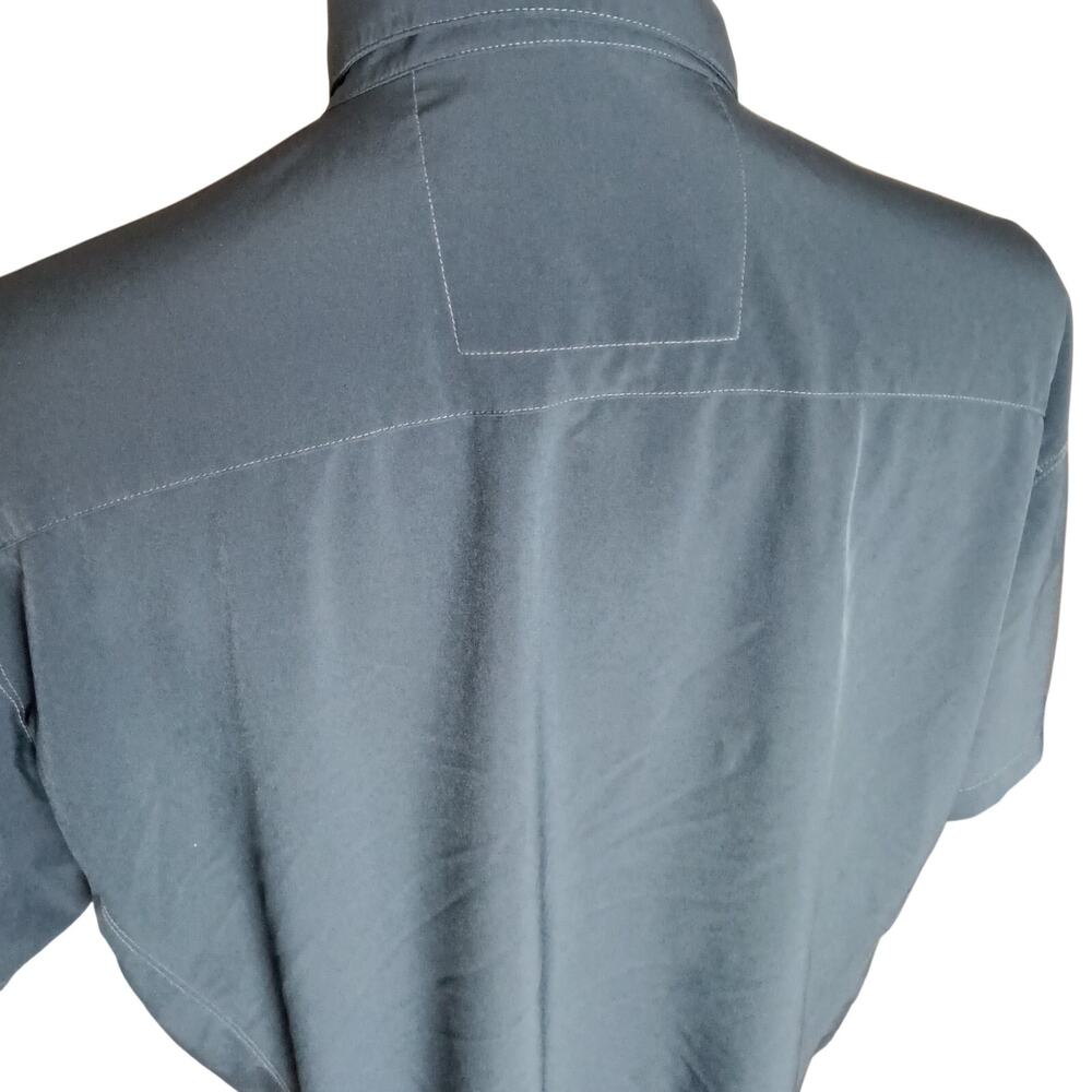 KUHL Tufflex Short Sleeve Button Shirt Gray Mens XL Blue Wicking Outdoor - Picture 6 of 9
